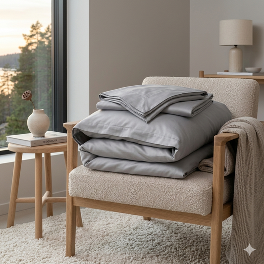 Bäddset Bäddset NJUTER - grått 3 delar dubbelsäng (220x240cm)