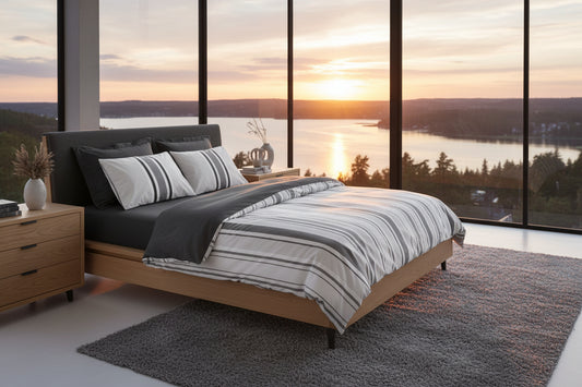 Duvet cover set White Grey 220 x 240 cm-0