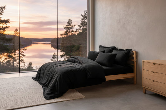 Duvet cover set Black 220 x 240 cm-0