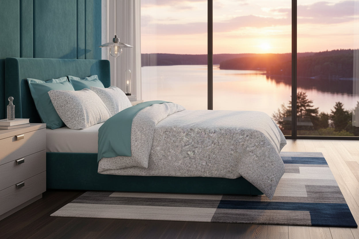 Duvet cover set Blue White 220 x 240 cm-2