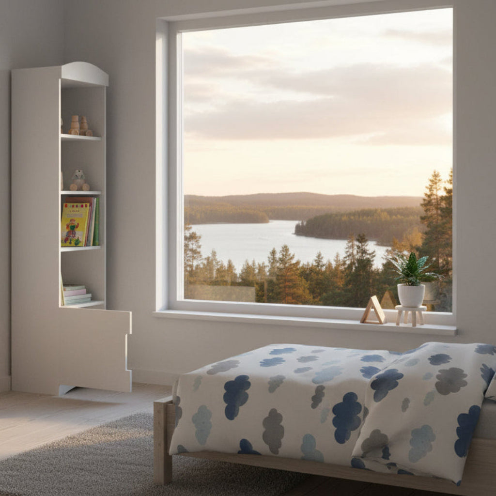 Hylla Bokhylla KLASSISK enkel – Kombinerad förvaring med skåp och låda (46 x 188 cm)