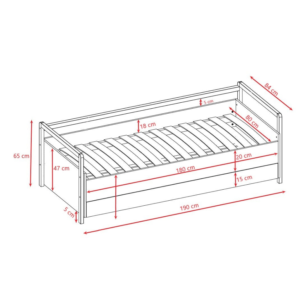 Dagbädd Dagbädd VIKTOR – Multifunktionell säng i modern skandinavisk stil (80 x 180 cm)
