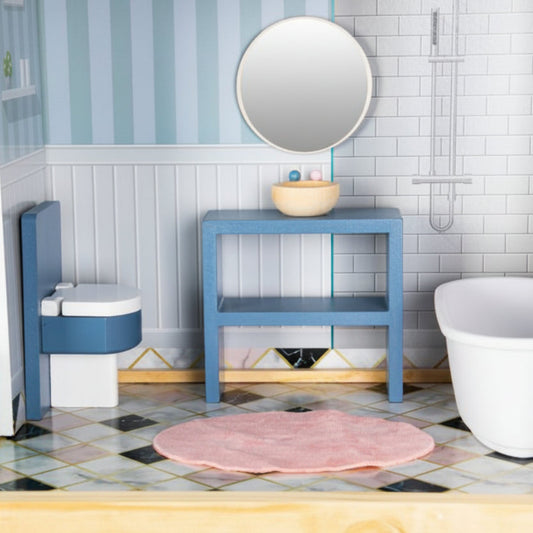 Dockhus Dockhus med belysning och tillbehör KRISTIN – En drömvärld i trä för kreativ lek (Höjd 138 cm)