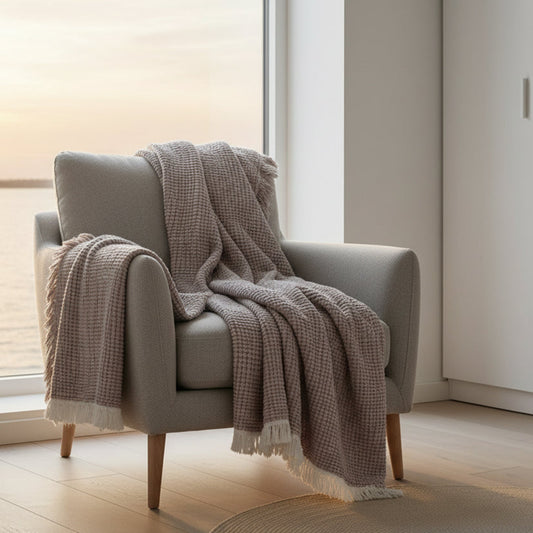 Filt Linnefilt FRANS – Klassisk pläd med dekorativa fransar för ett ombonat hem (Flera varianter)