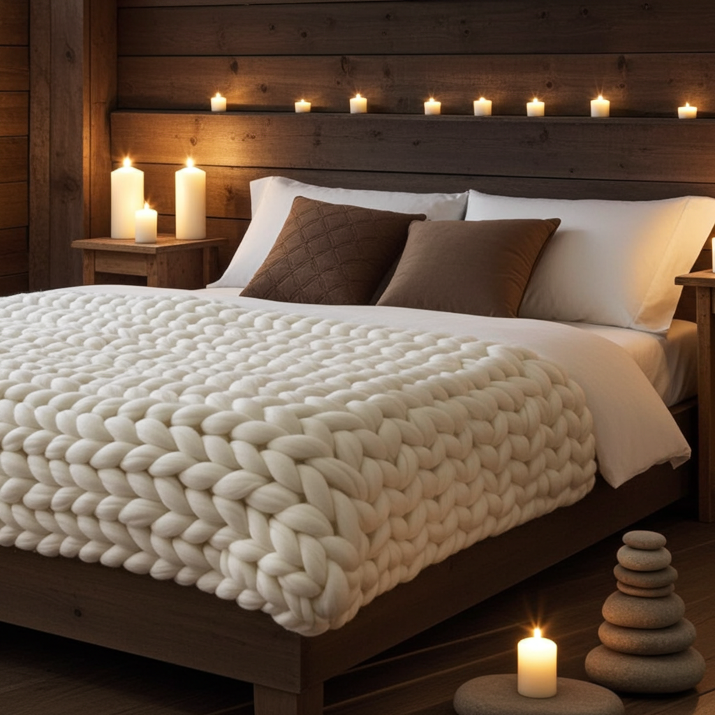 Filt Filt KNUTEN – Trendig och strukturerad pläd med dekorativ design (Flera storlekar)