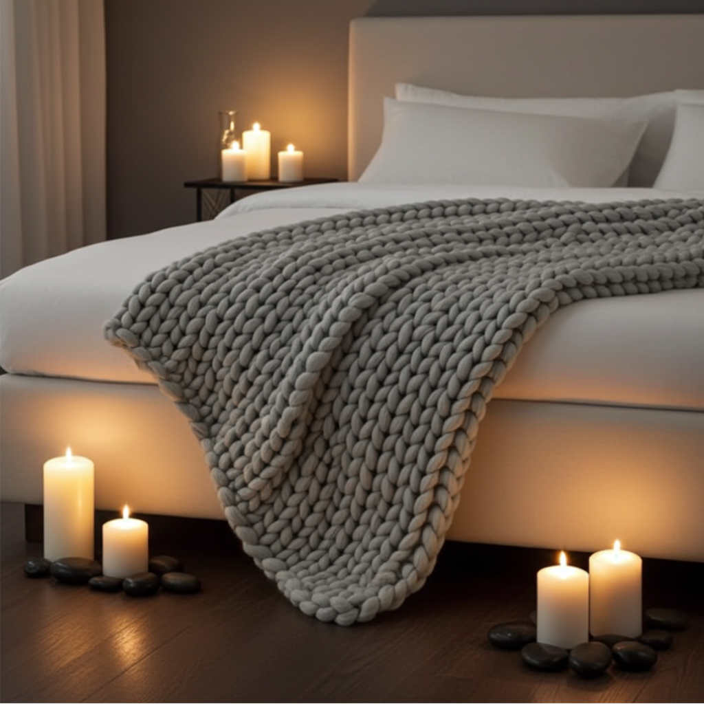 Filt Filt KNUTEN – Trendig och strukturerad pläd med dekorativ design (Flera storlekar)