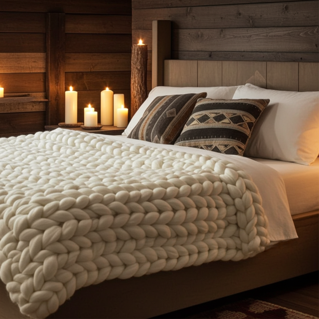 Filt Filt KNUTEN – Trendig och strukturerad pläd med dekorativ design (Flera storlekar)