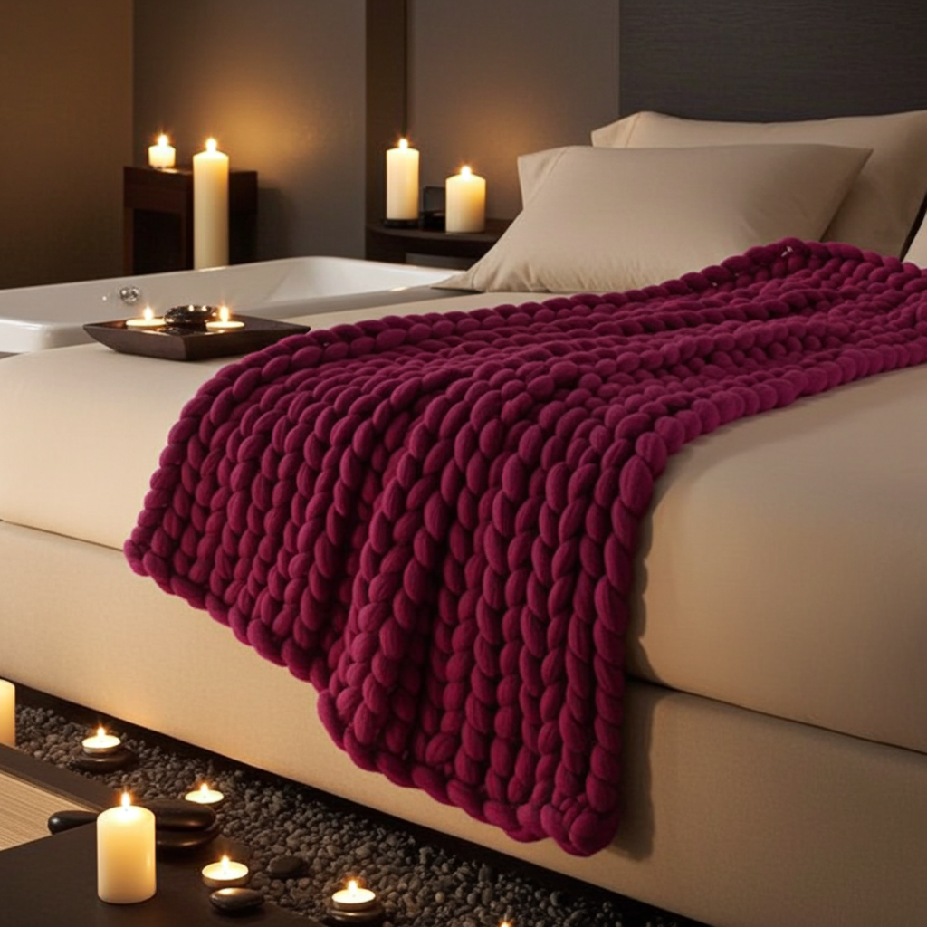 Filt Filt KNUTEN – Trendig och strukturerad pläd med dekorativ design (Flera storlekar)