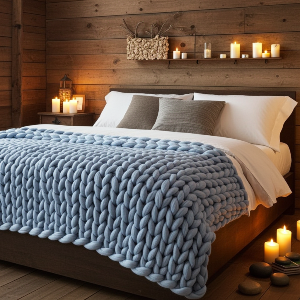 Filt Filt KNUTEN – Trendig och strukturerad pläd med dekorativ design (Flera storlekar)