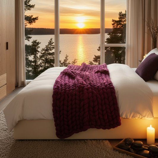 Filt Filt KNUTEN – Trendig och strukturerad pläd med dekorativ design (Flera storlekar)