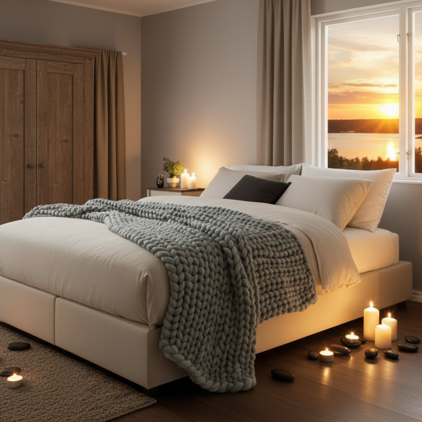 Filt Filt KNUTEN – Trendig och strukturerad pläd med dekorativ design (Flera storlekar)