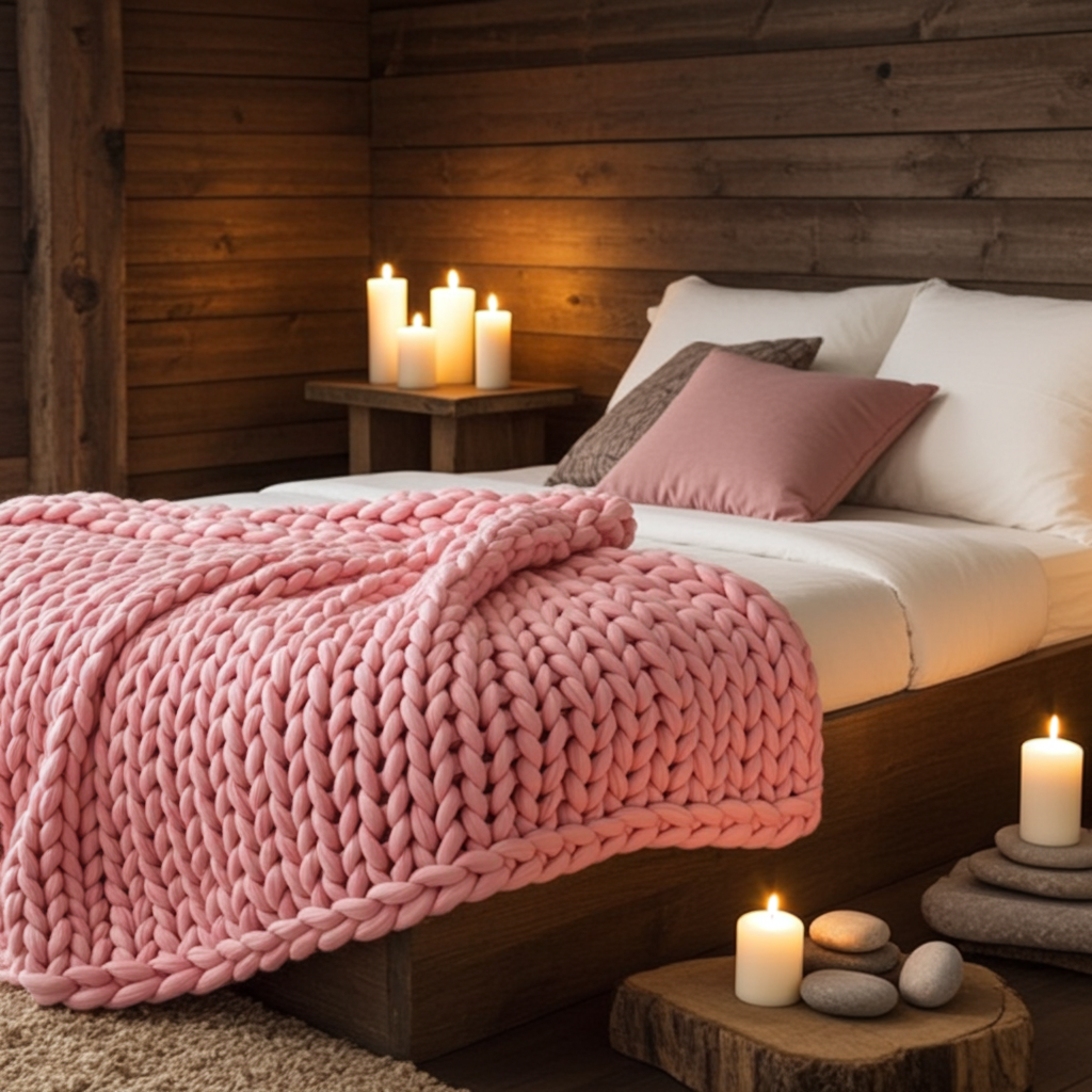 Filt Filt KNUTEN – Trendig och strukturerad pläd med dekorativ design (Flera storlekar)