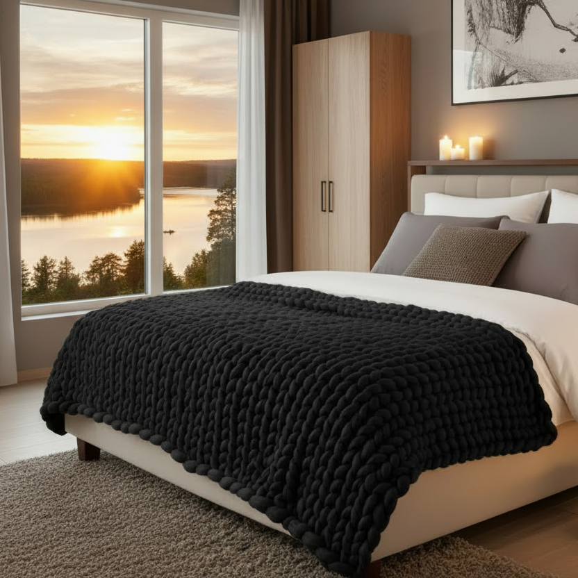 Filt Filt KNUTEN – Trendig och strukturerad pläd med dekorativ design (Flera storlekar)