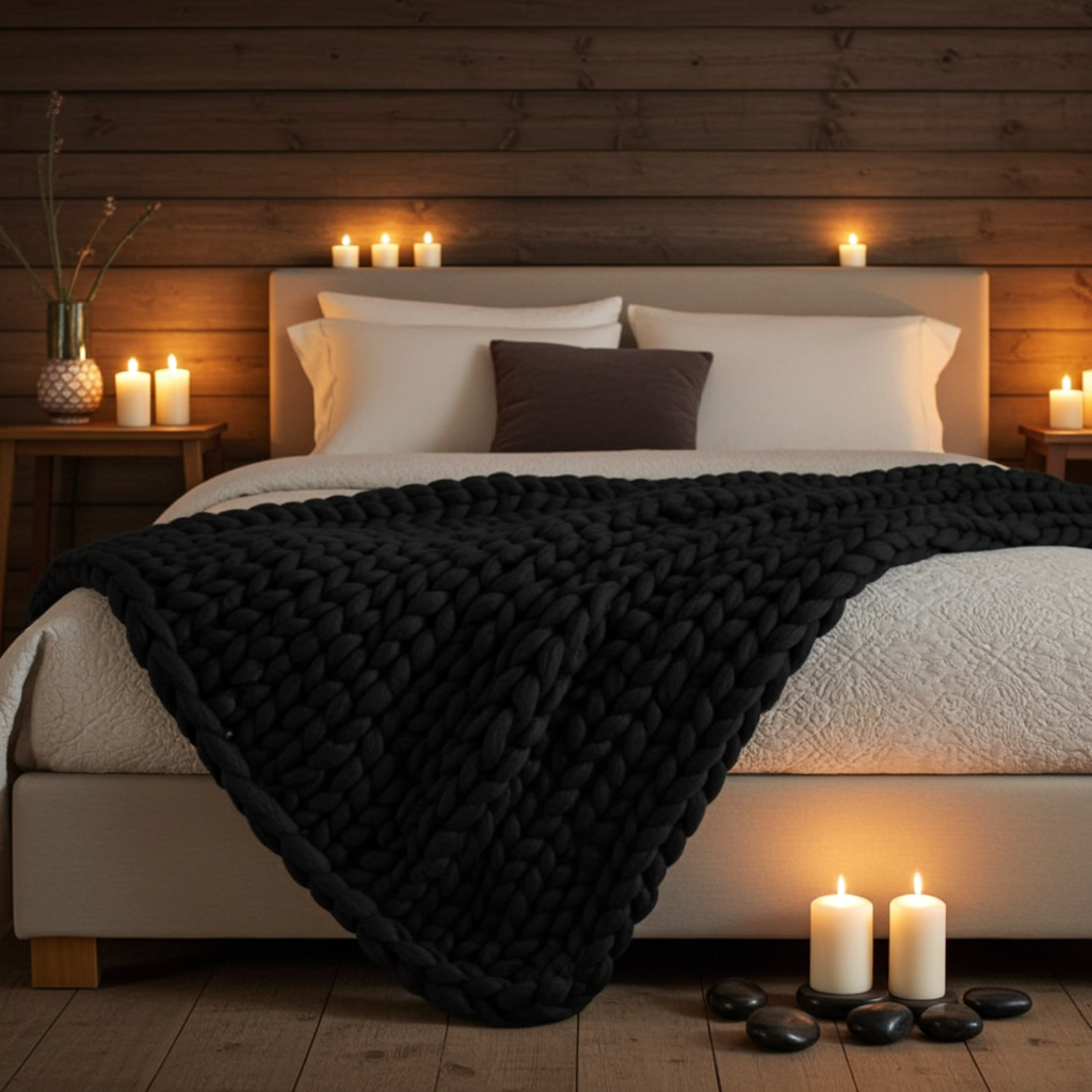 Filt Filt KNUTEN – Trendig och strukturerad pläd med dekorativ design (Flera storlekar)