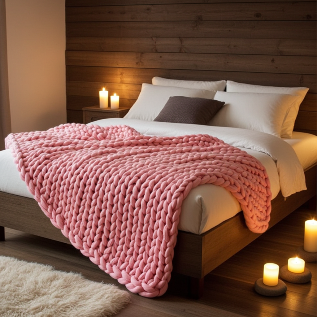 Filt Filt KNUTEN – Trendig och strukturerad pläd med dekorativ design (Flera storlekar)