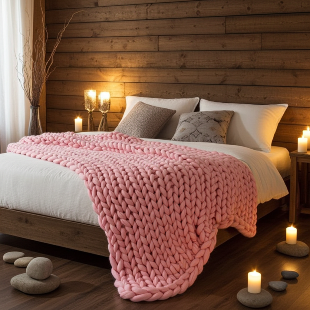 Filt Filt KNUTEN – Trendig och strukturerad pläd med dekorativ design (Flera storlekar)