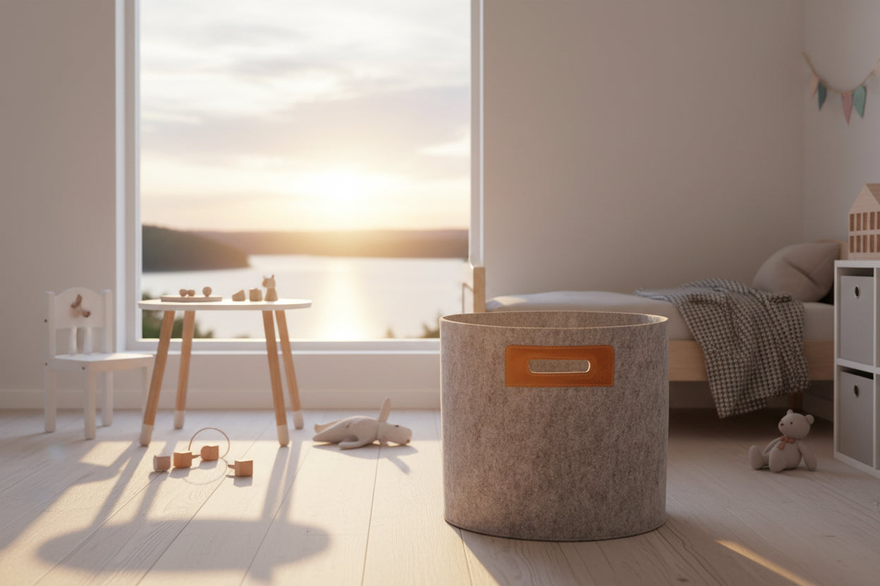 Felt Omaking Basket - Grey/Cognac