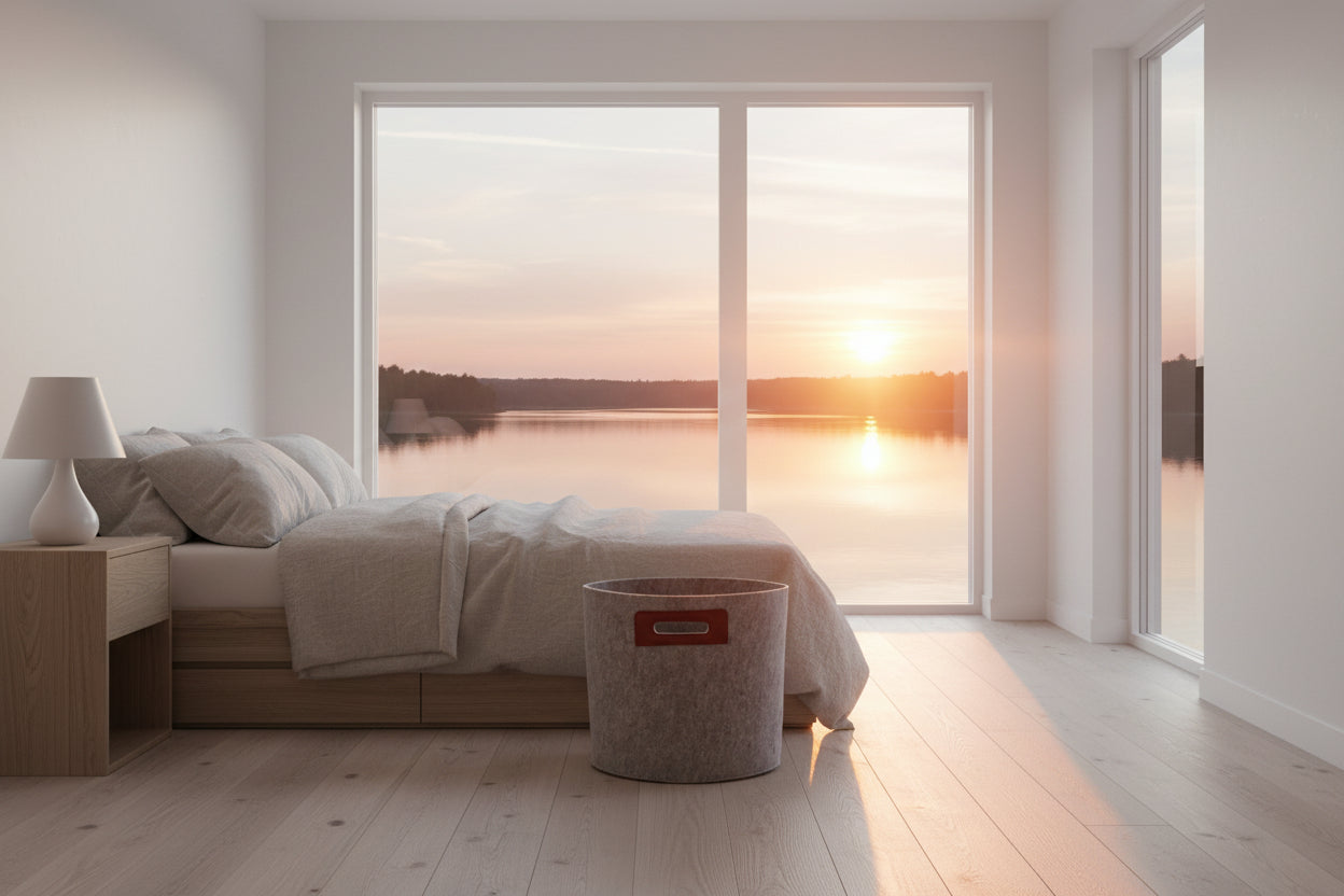 Felt Omaking Basket - Grey/Bordeaux