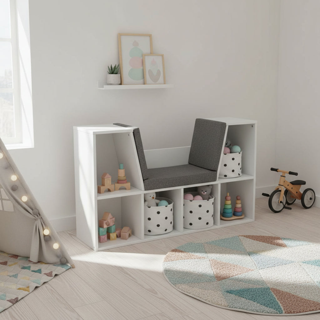 Förvaring Förvaringsbänk BELLA – Kombinerad sittmöbel och leksaksförvaring