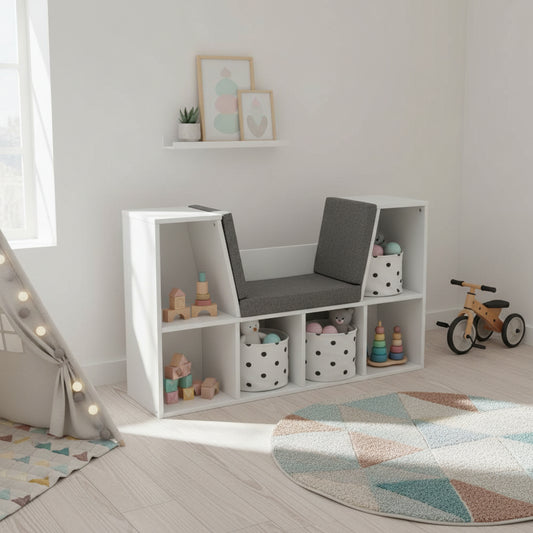 Förvaring Förvaringsbänk BELLA – Kombinerad sittmöbel och leksaksförvaring