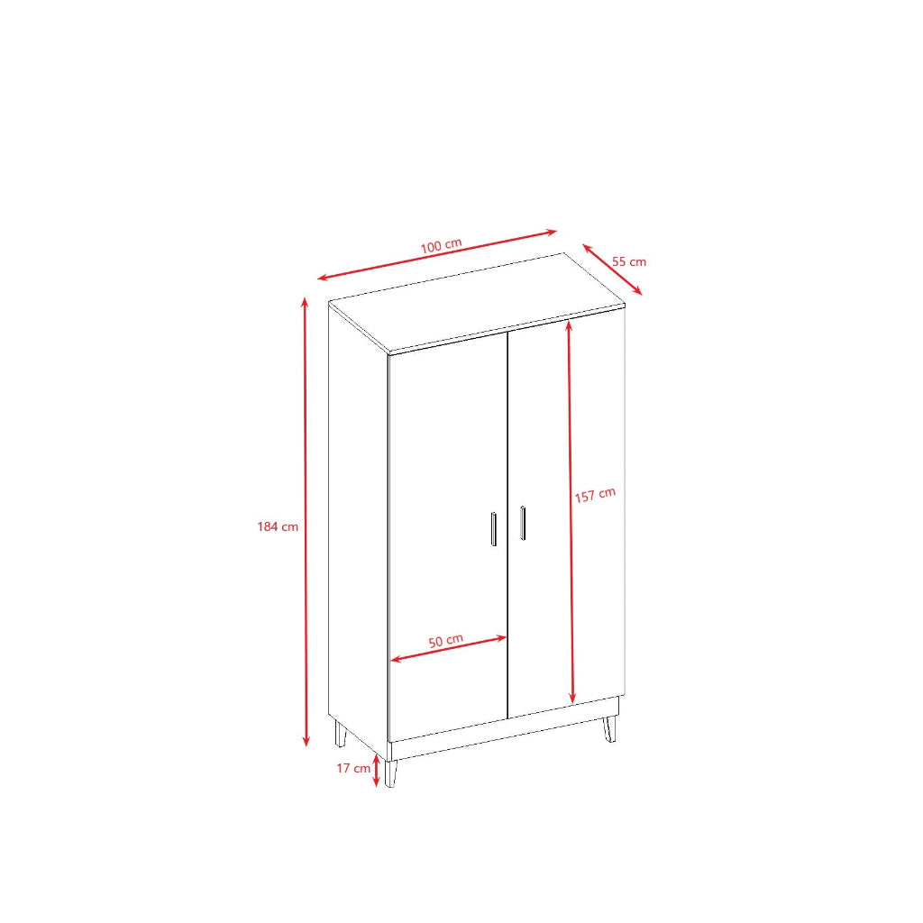 Garderob Garderob KUBI beige – Skandinavisk design med ben i massiv ek (100 x 184 cm)