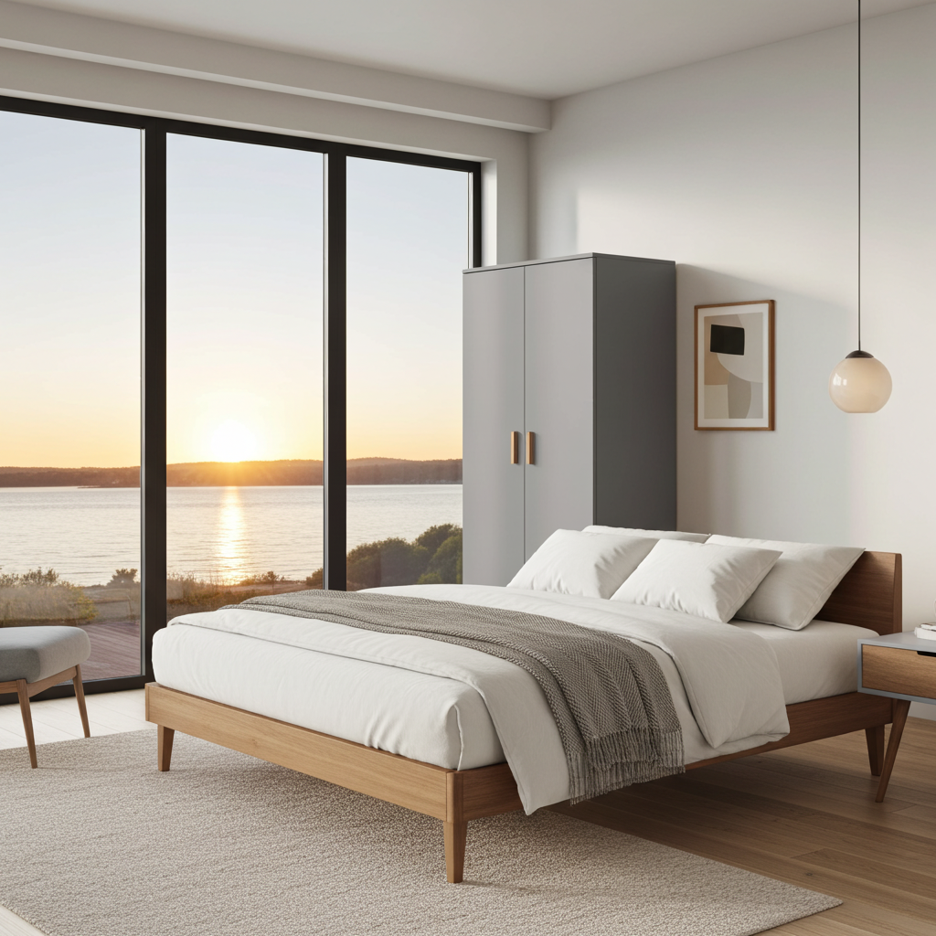 Garderob Garderob KUBI grå – Modern förvaring i skandinavisk design (100 x 184 cm)