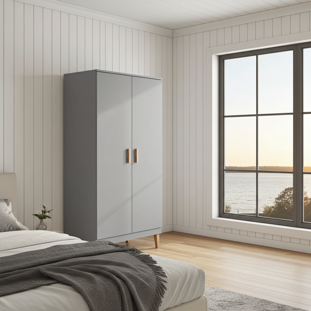 Garderob Garderob KUBI grå – Modern förvaring i skandinavisk design (100 x 184 cm)