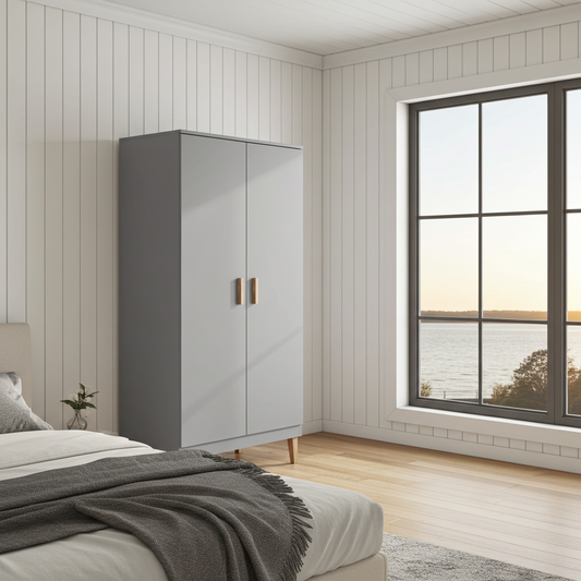Garderob Garderob KUBI grå – Modern förvaring i skandinavisk design (100 x 184 cm)