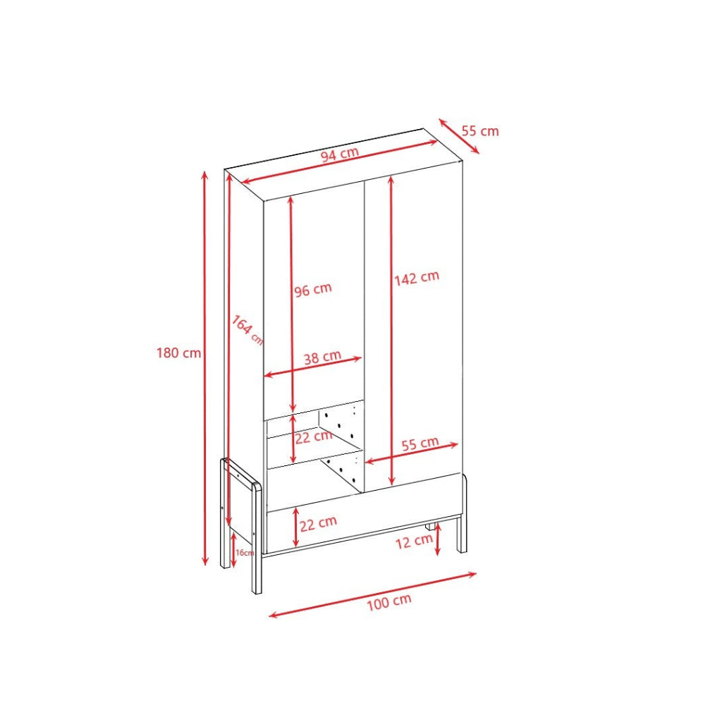 Garderob Garderob VIKTOR – Modern och rymlig förvaring i vit och ek (100 x 180 cm)