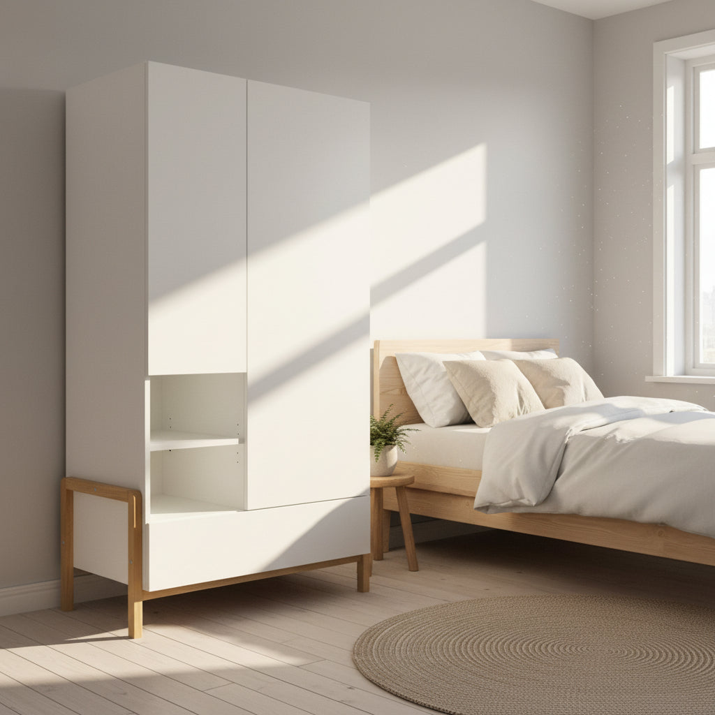 Garderob Garderob VIKTOR – Modern och rymlig förvaring i vit och ek (100 x 180 cm)