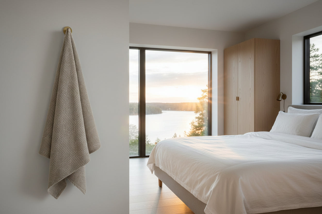 Big Linen Towel - Beige Fishbone