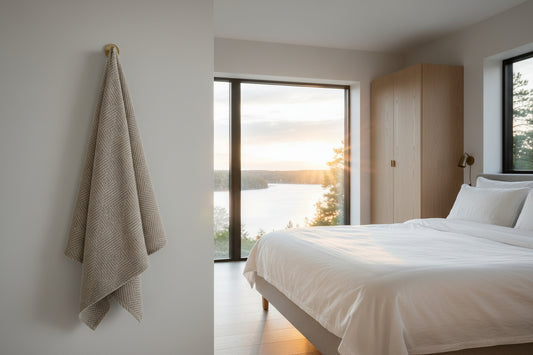 Big Linen Towel - Beige Fishbone