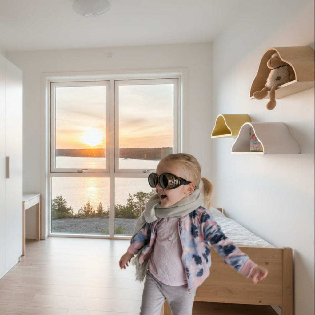 Hylla Trähyllor set om 3st MOLNEN – Dekorativ förvaring för ett sagolikt barnrum