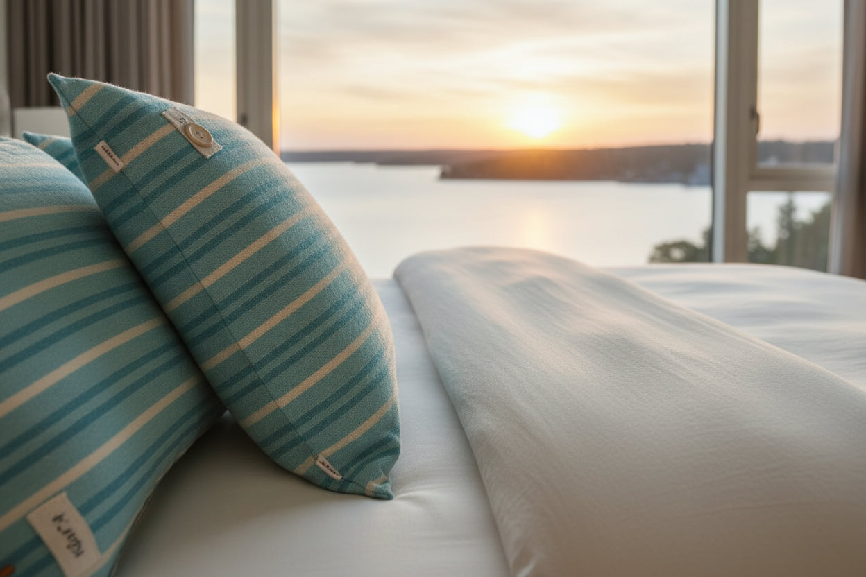 ROMA Örngotts­set - Ljusblå blåvitrandig