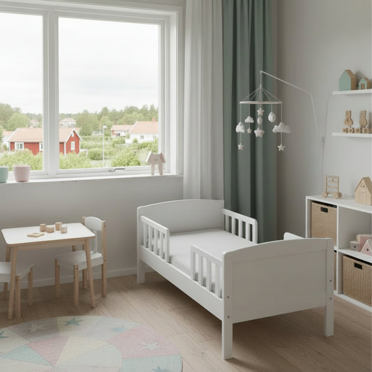 MELLAN - Dra-på-lakan 70x140cm vit + madrasskydd