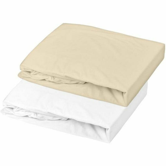 MINSTING - Formsytt lakan spjälsäng 2-pack vit + beige
