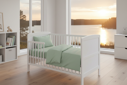 MINSTING - Formsytt lakan spjälsäng 2-pack vit + grön