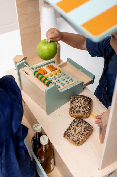 Wooden Store Cash Register with Accessories