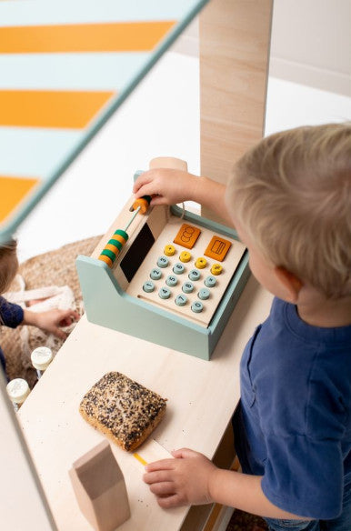 Wooden Store Cash Register with Accessories