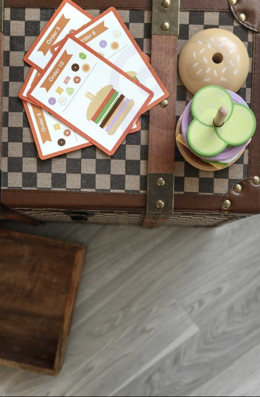 Wooden Burger Restaurant Puzzle for Children, 15 pcs