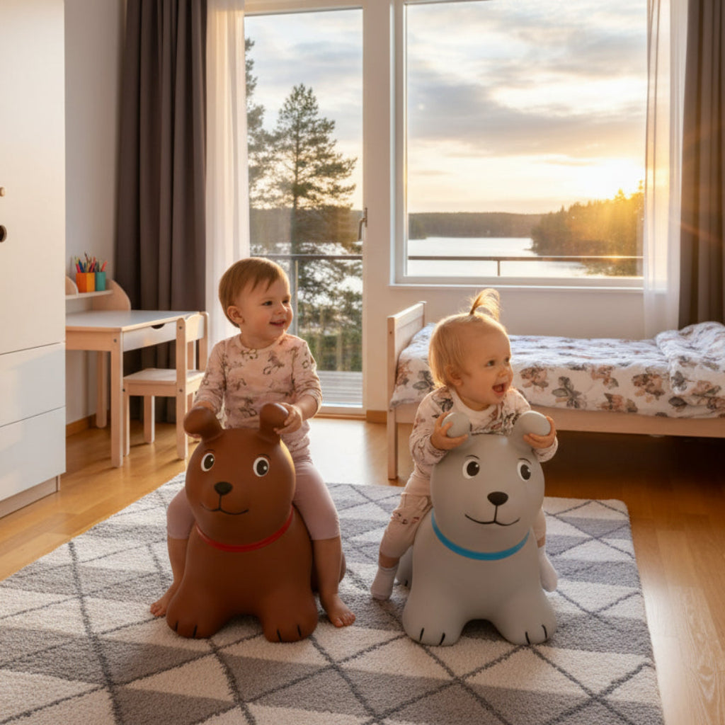 Babyleksaker Hoppleksak HOPPY hund – Lekfull rörelseglädje för barnrummet