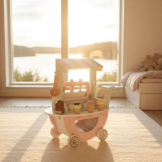 Leksaker Glassvagn i trä GLASS- Kreativ lekfullhet i svala färger