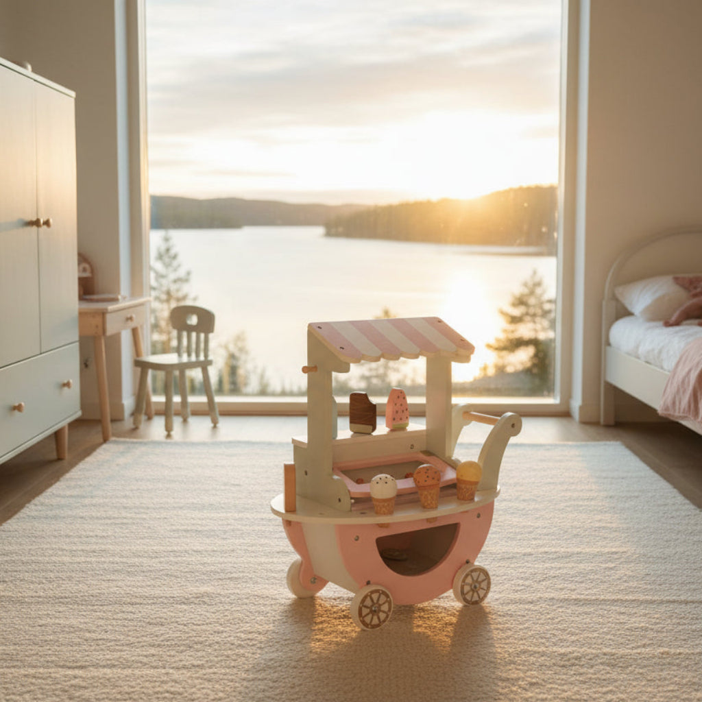 Leksaker Glassvagn i trä GLASS- Kreativ lekfullhet i svala färger