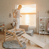 Klätterställning Klätterställning KLÄTTRA – Dubbelsidig med rutschkana och klättervägg i trä