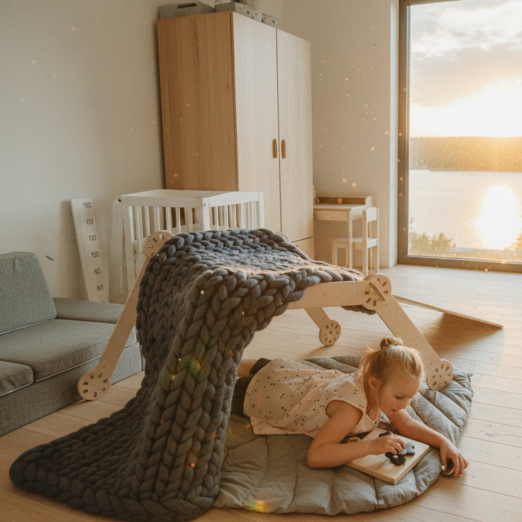 Klätterställning Klätterställning KLÄTTRA – Dubbelsidig med rutschkana och klättervägg i trä