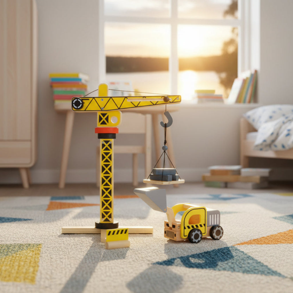 Leksaker Träleksak KRANEN – För små ingenjörer och stora byggprojekt