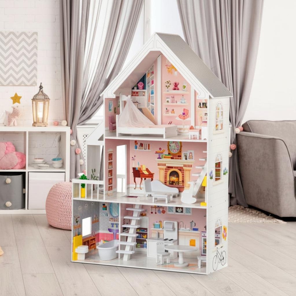 Dockhus Dockhus LISA – Ett klassiskt trähus för kreativ lek och äventyr (Höjd 126 cm)