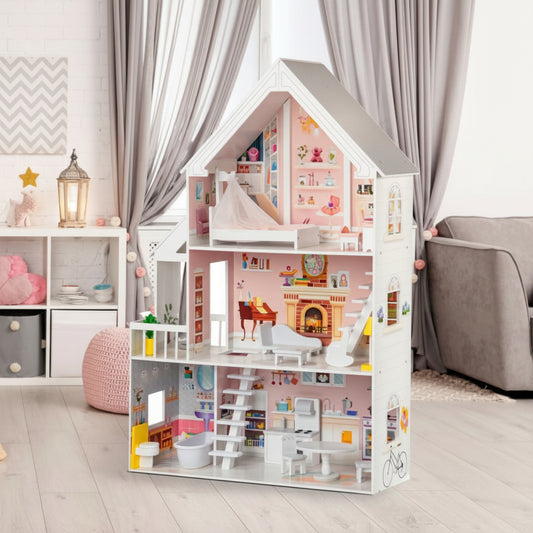 Dockhus Dockhus LISA – Ett klassiskt trähus för kreativ lek och äventyr (Höjd 126 cm)