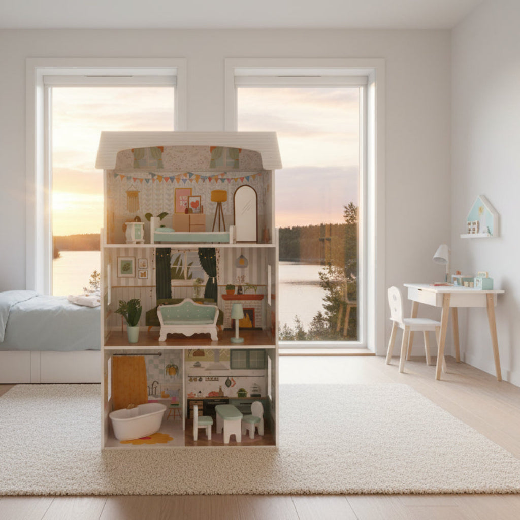 Dockhus Dockhus LUNA – Elegant trädockhus med stämningsfull LED-belysning