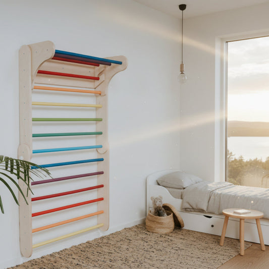 Ribbstol Klättertriangel PIKLER – Multifunktionell ribbstol i trä